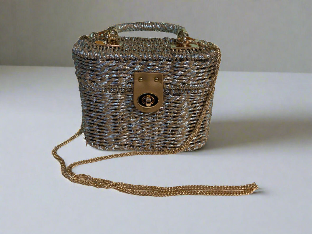 WOVEN COTTON BASKET BAG