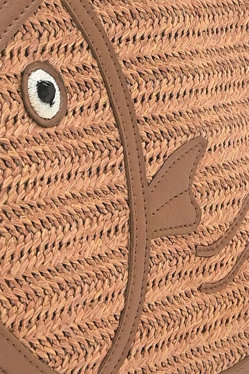 SEPIA TRIM PISCES RAFFIA CLUTCH