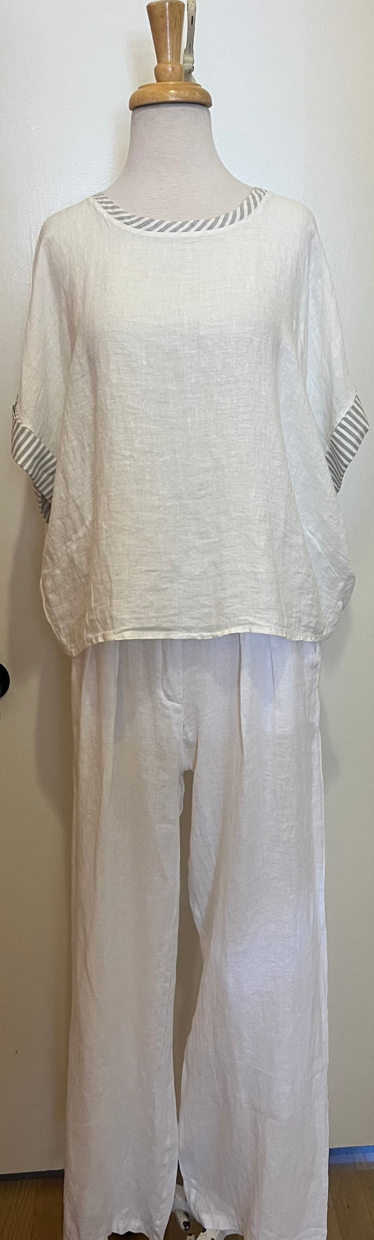 BUTTON SAILOR PLEATED LINEN PANTS
