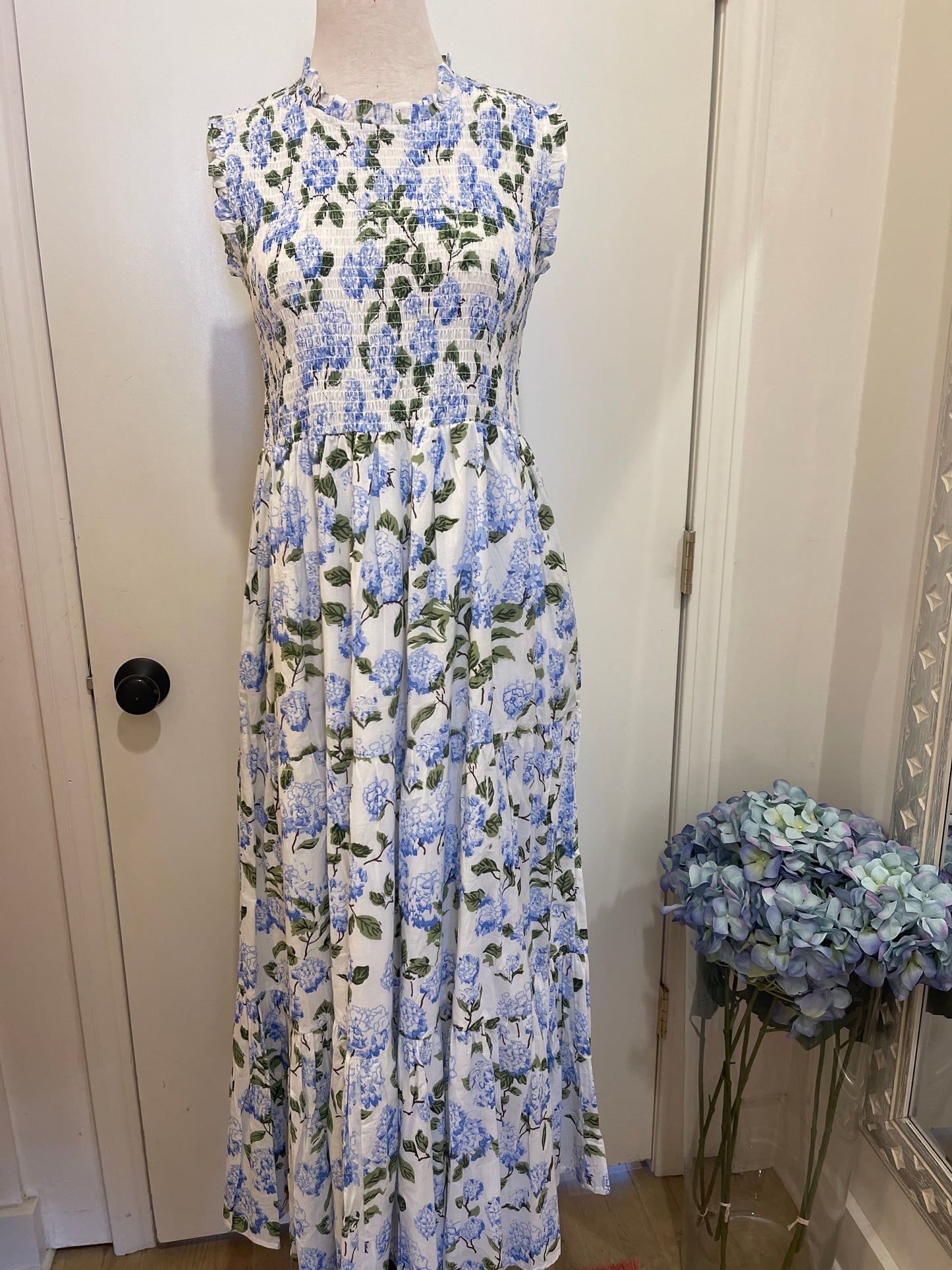 SMOCKED HYDRANGEA DRESS
