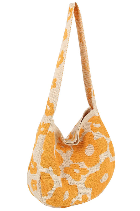 CROCHET KNITTED FLOWER SHOULDER BAG