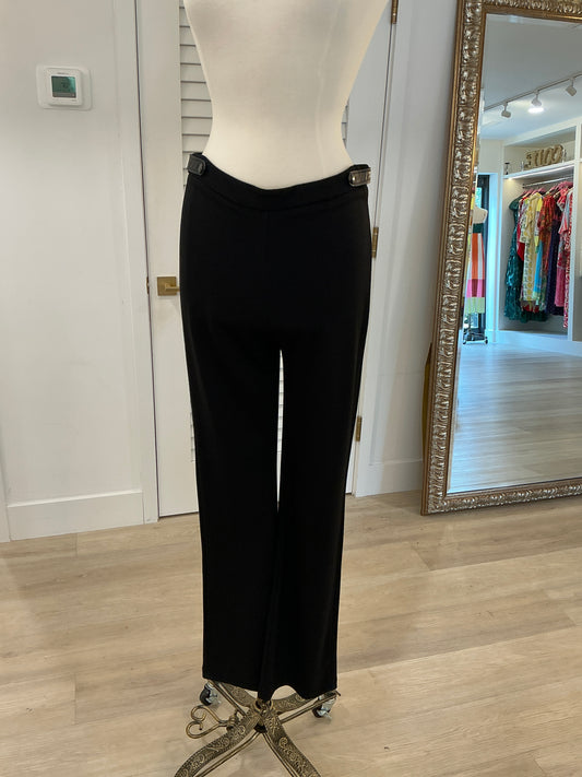 LEATHER STRAP KNIT PANTS
