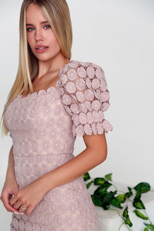 LACE CUT OUT MID-WAIST DRESS