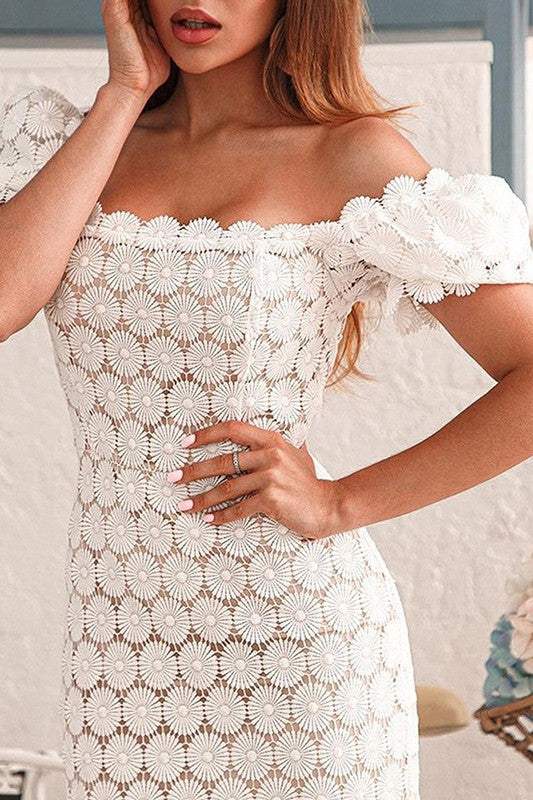 LACE CUT OUT MID-WAIST DRESS