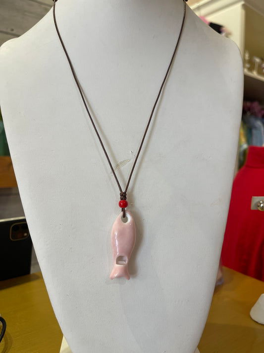 CERAMIC FISH PENDANT NECKLACE