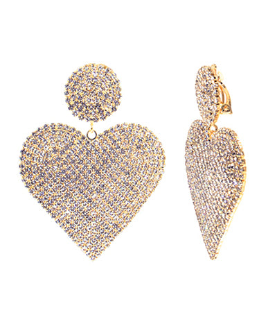 HEART PAVE CLIP ON EARRINGS