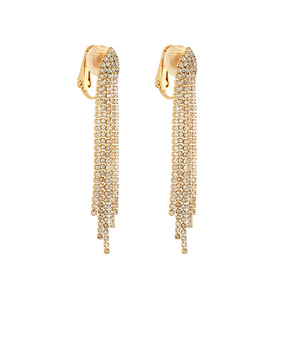 TRIANGLE & FRINGE CLIP ON EARRINGS