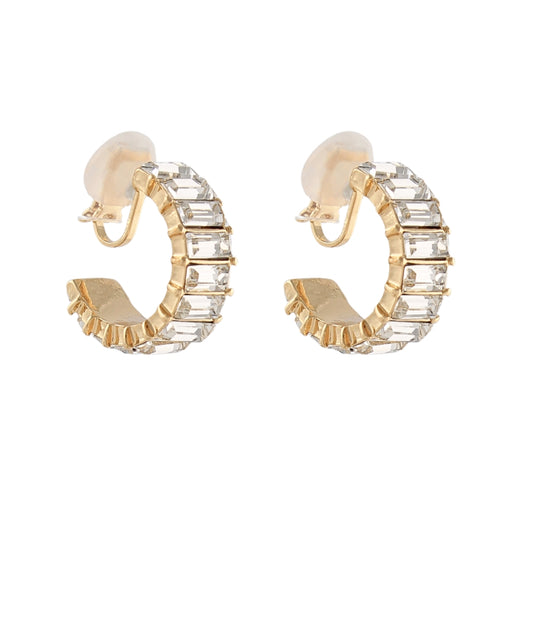 PAVE BAGUETTE CLIP ON HOOPS