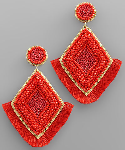 SEED BEAD RHOMBUS EARRINGS