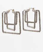 GEOMETRIC 3 SQUARE RAFFIA EARRINGS