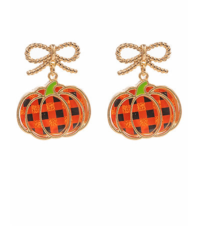 CHECKERED PUMPKIN EARRINGS