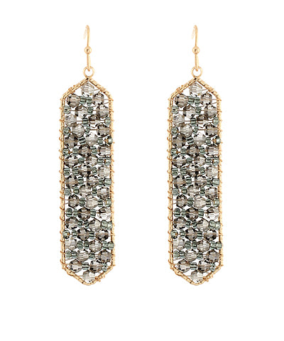 BEADED HEXAGON DROP EARRINGS