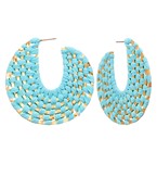 WOVEN RAFFIA OPEN HOOP EARRINGS
