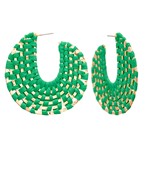 WOVEN RAFFIA OPEN HOOP EARRINGS