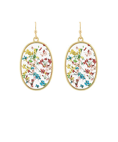 FLOWER OVAL RESIN EARRINGS