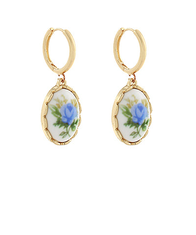 OVAL VINTAGE ROSE EARRINGS