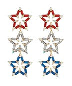 USA LINKED STAR BAGUETTE EARRINGS