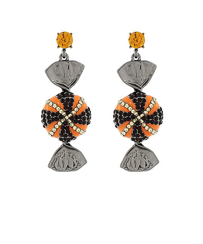 ORANGE CRYSTAL HALLOWEEN CANDY EARRINGS