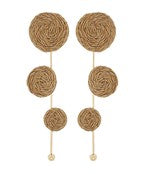 LINEAR RAFFIA ROUND & BAR EARRINGS