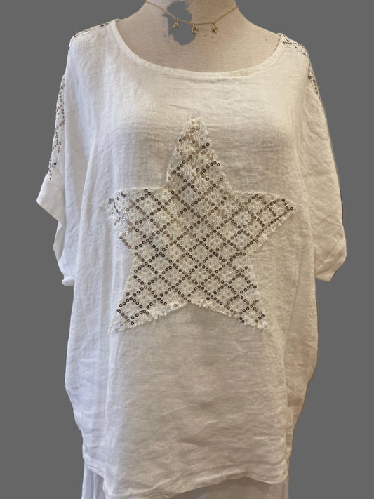 STARS ALIGN LINEN TOP