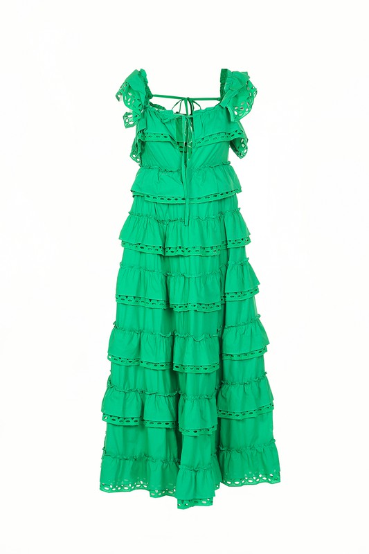 SLEEVELESS TIERED A-LINE LONG DRESS