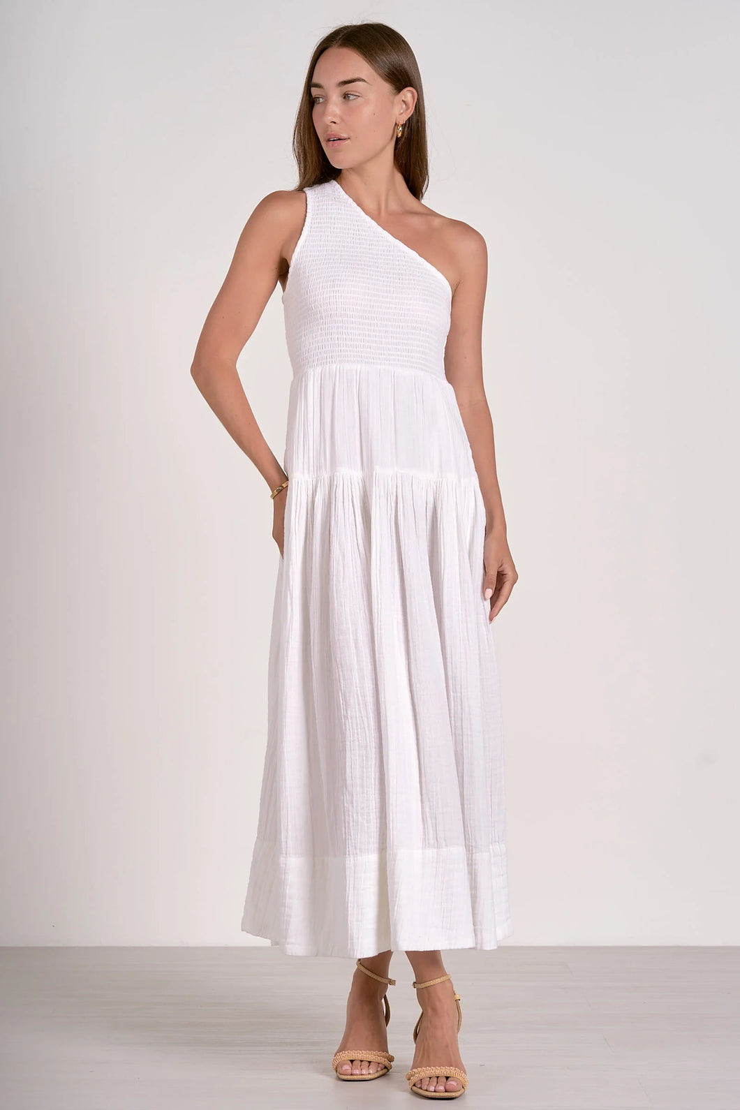OH MY GAUZE ONE SHOULDER DRESS