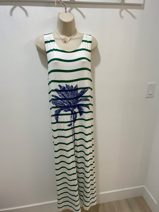 BLUE PALM TREE TANK DRESS