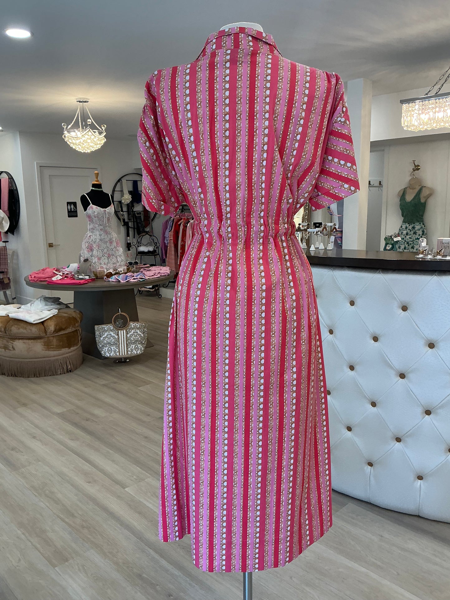 BRIA STRIPE PINK SORBET DRESS