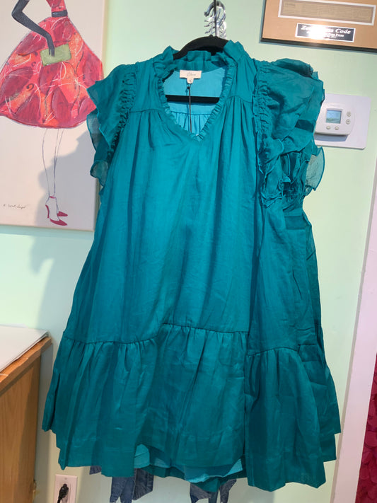 EMERALD FLUTTER DRESS
