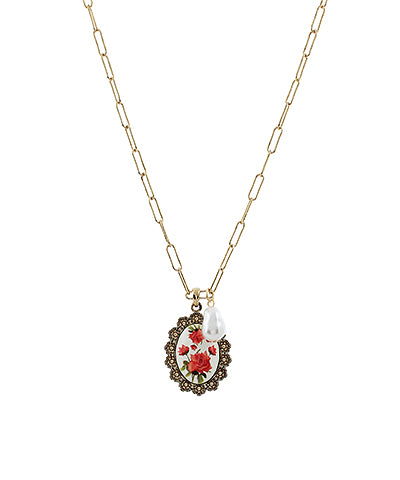 ROSE FLOWER PENDANT NECKLACE