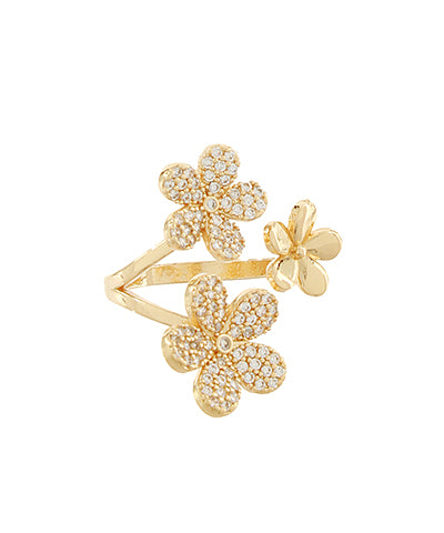 PAVE CRYSTAL FLOWER RING