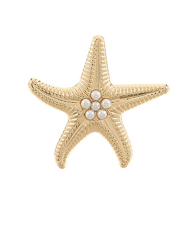 STARFISH PEARL ADJUSTABLE  RING
