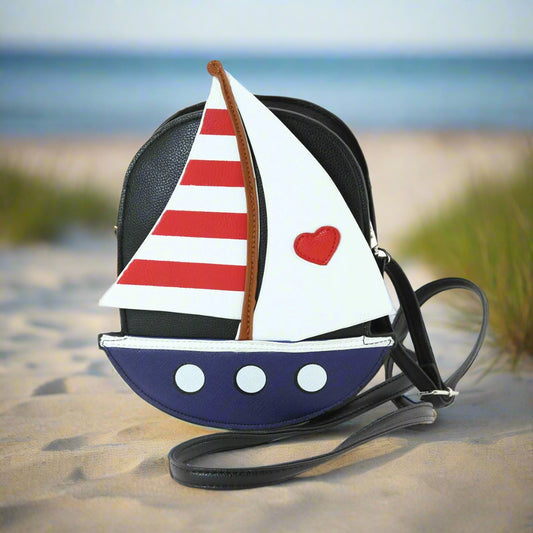 SAILBOAT WITH A HEART CROSS BODY HANDBAG