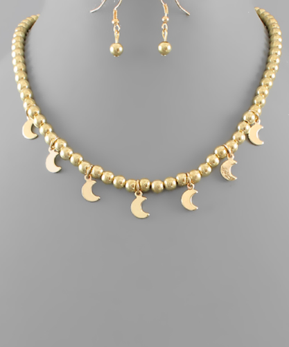 MOON PHASE NECKLACE & EARRING SET