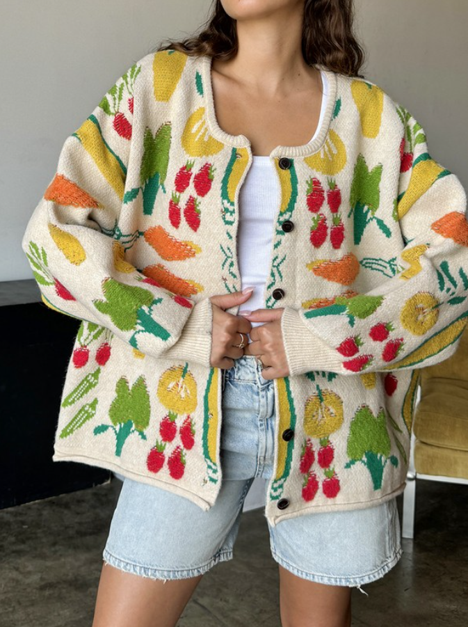 FILL YOUR VEGGIE BASKET CARDIGAN