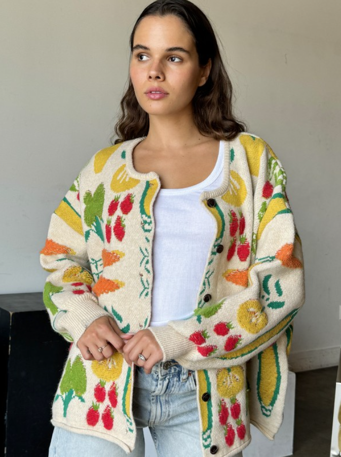 FILL YOUR VEGGIE BASKET CARDIGAN