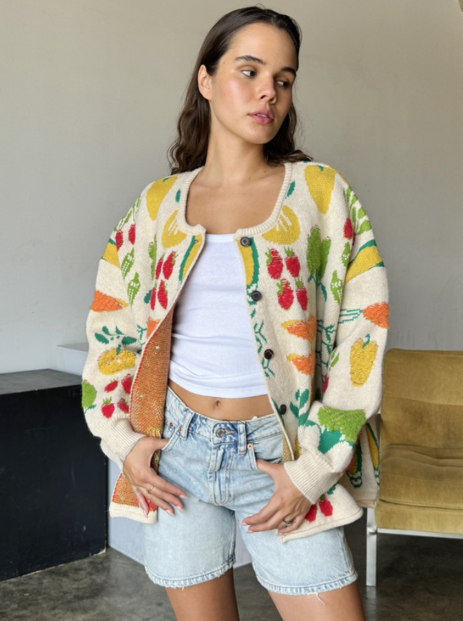 FILL YOUR VEGGIE BASKET CARDIGAN