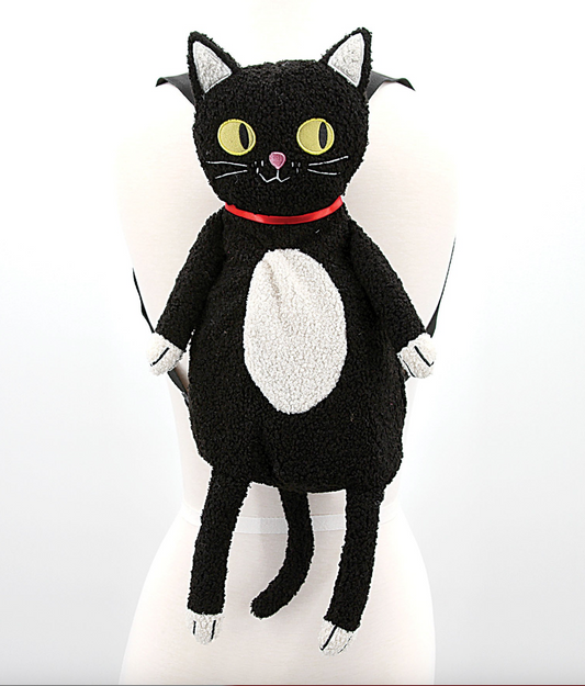 FURRY CLOCK CAT BACKPACK HANDBAG