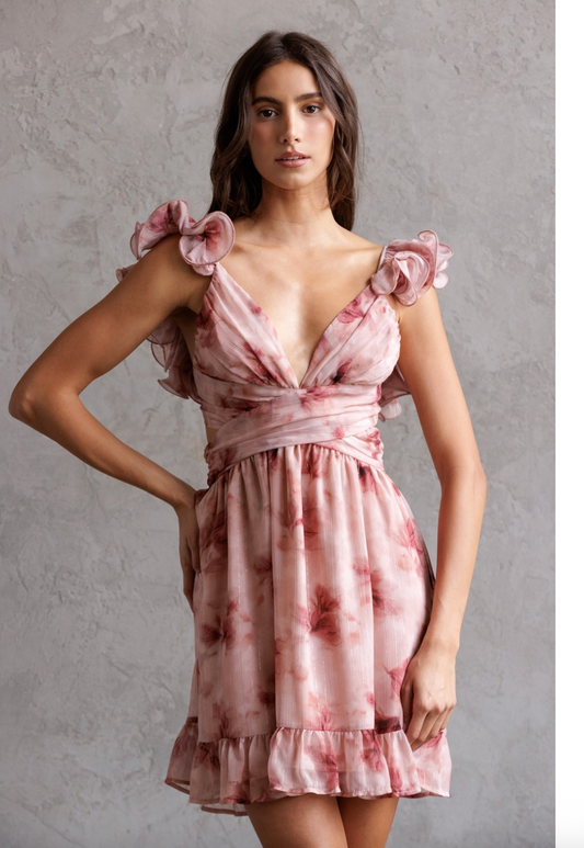 BELLA RUFFLED ROMANTIC MINI DRESS