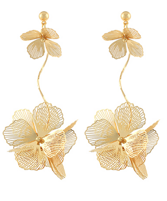 GOLD FLORAL DANGLE EARRINGS