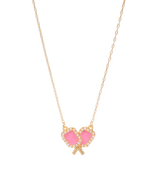 PINK PICKLEBALL PADDLE NECKLACE