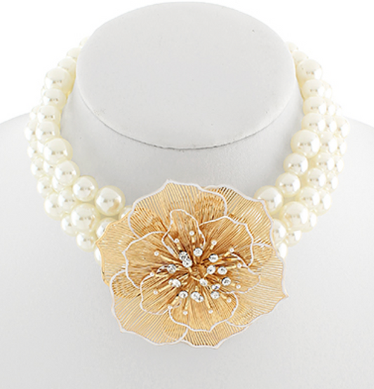PEARL GEM FLOWER NECKLACE
