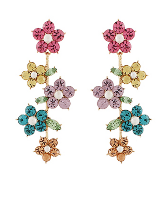 MULTICOLOR FLOWER DANGLE EARRING