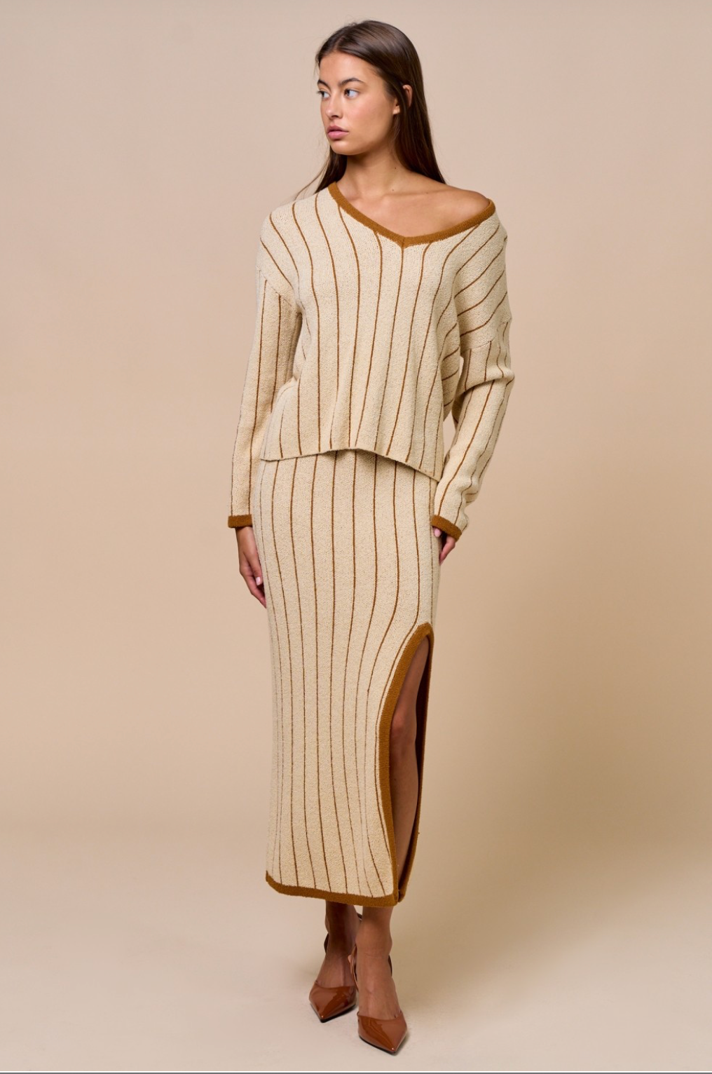 MATCHSTICK KNIT 2 PIECE TOP AND SKIRT SET