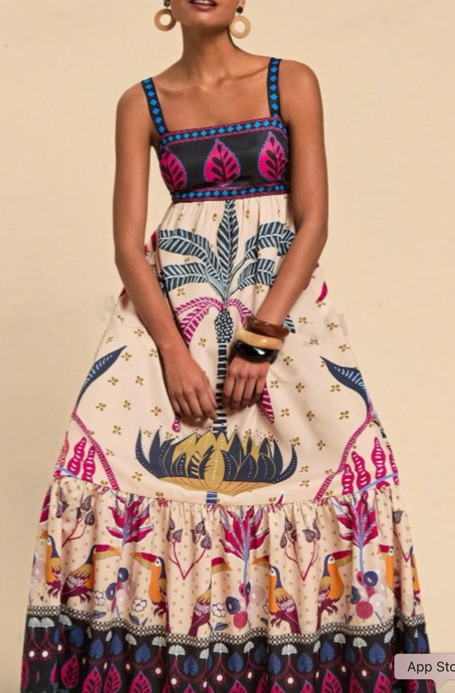 TROPICAL TOTEM PRINT DRESS