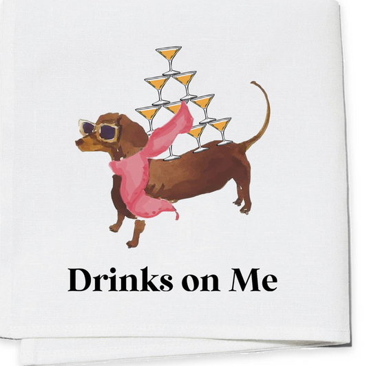 Cocktail napkins set of 4 Drinks on Me-Dachsund