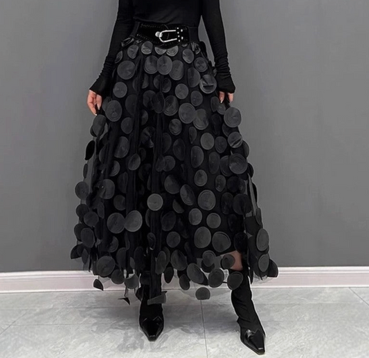 HIGH-WAISTED POLKA DOT A-LINE SKIRT