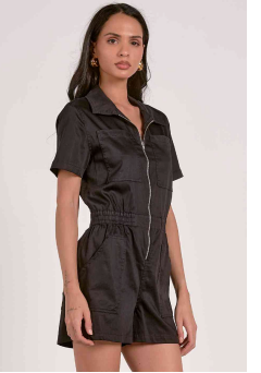 ZIPPER UP ROMPER SHORT SET