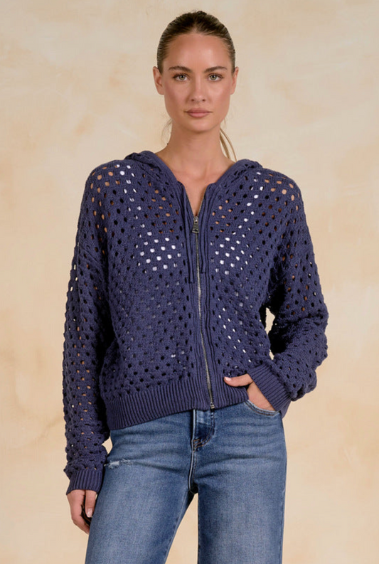 LEVY WHOLLY ZIP CARDY SWEATER