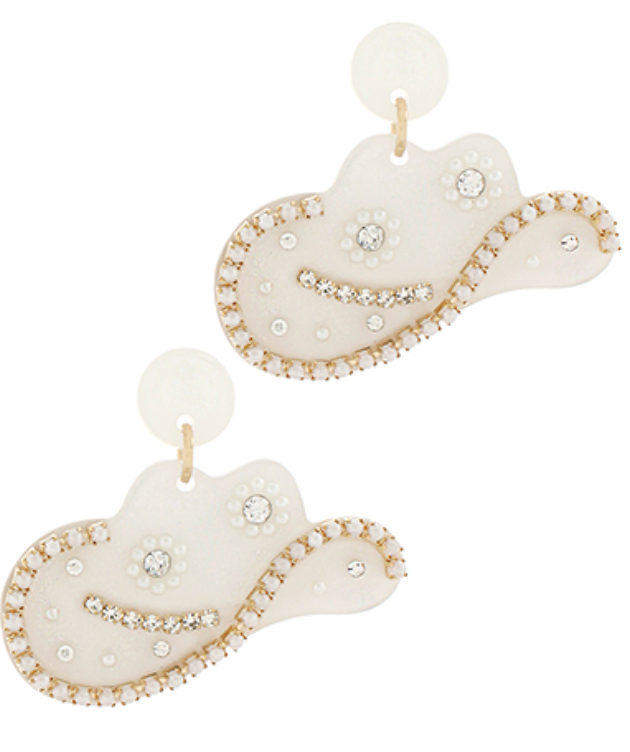 PEARLED WESTERN HAT EARRINGS